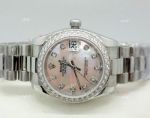 Replica Rolex Datejust Diamond Bezel Pink Mop Diamond Dial Watch 